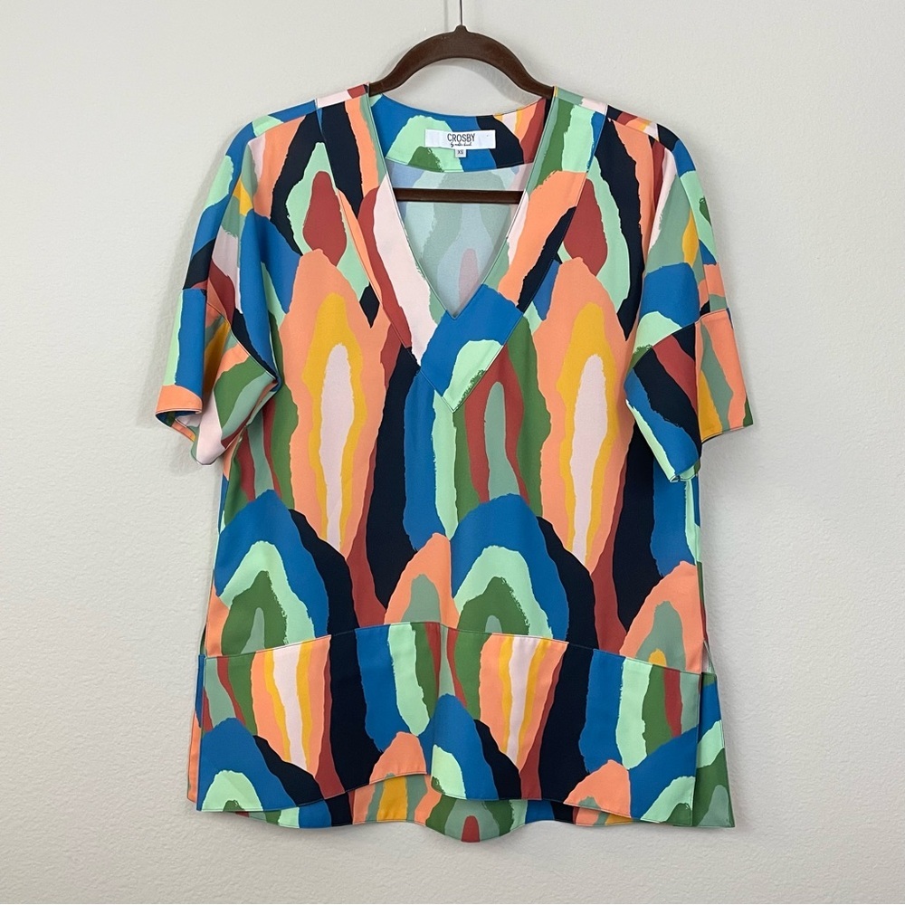 Crosby by Mollie Burch Geode Print V Neck Top Size XS
